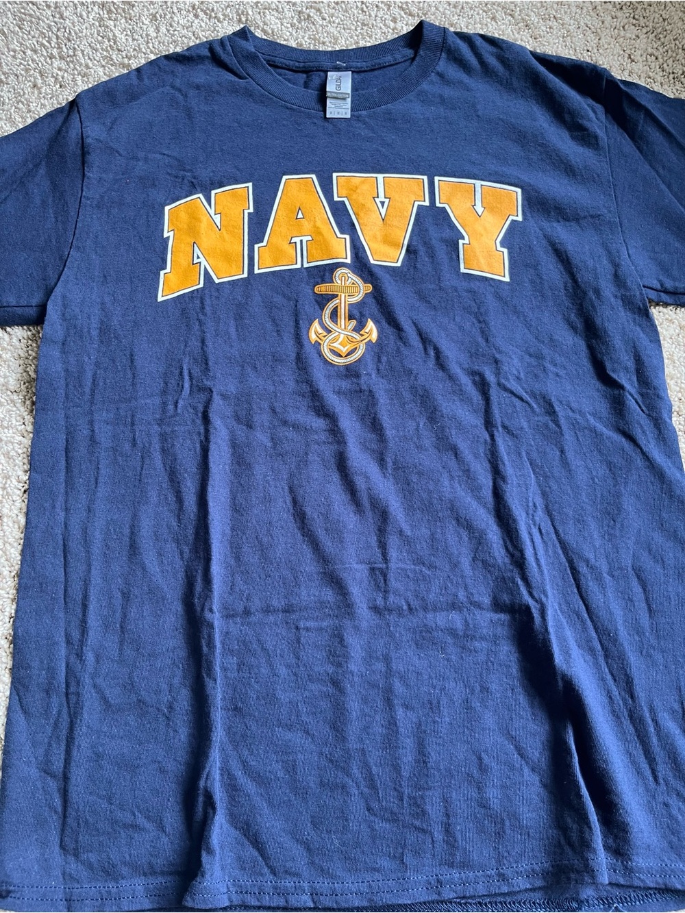 Navy Tee in Navy Blue with Gold Lettering